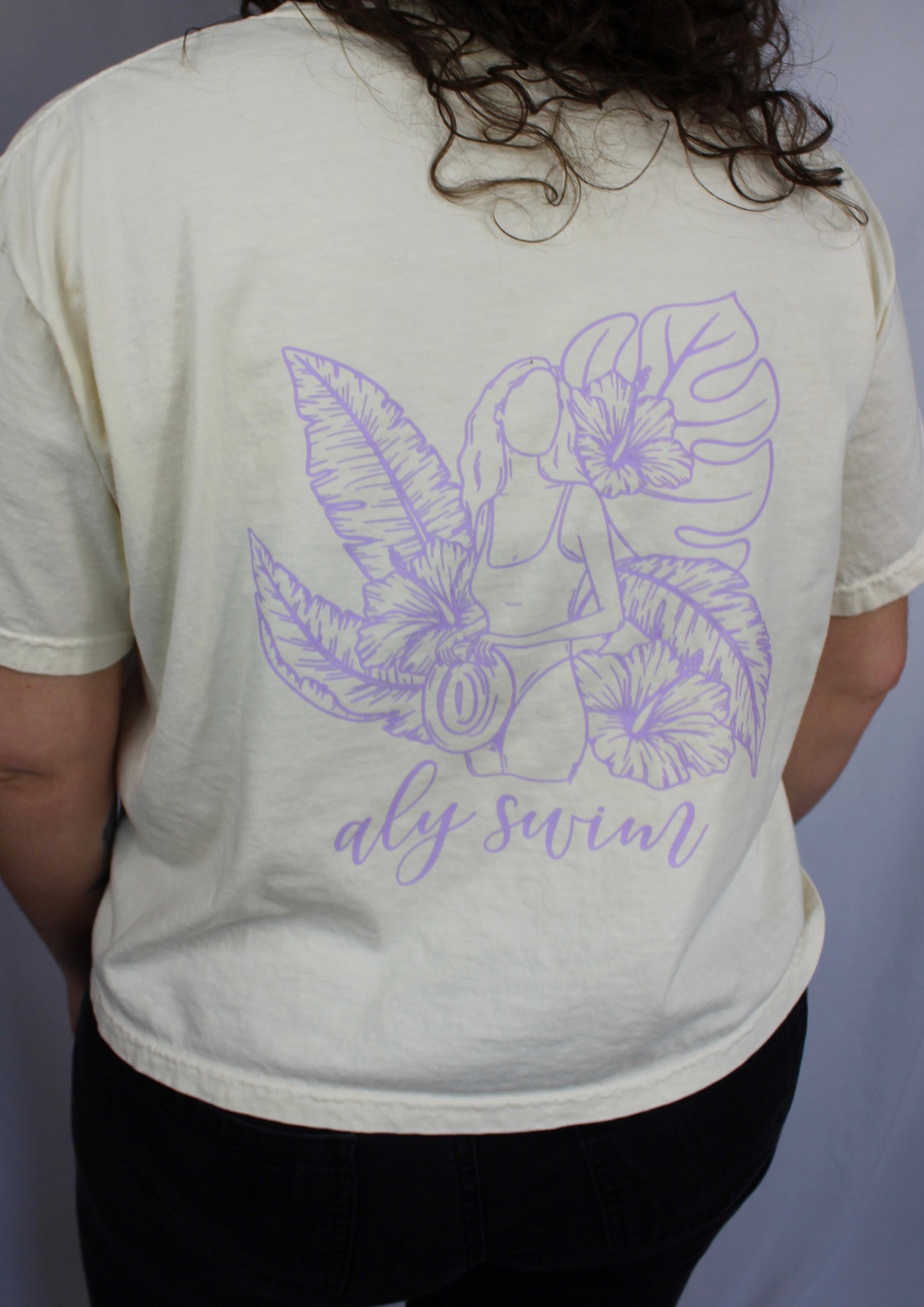 Tan + Purple Boxy Crop Tee