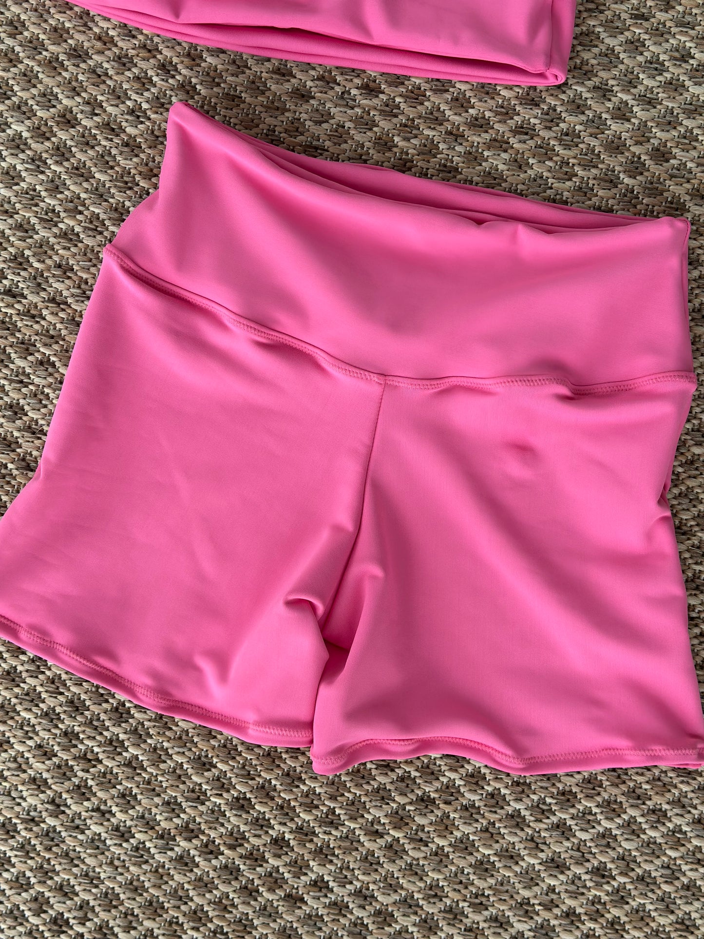 AlySwim Bright Pink High-Waisted Biker Shorts | 4” Inseam, No Front Seam
