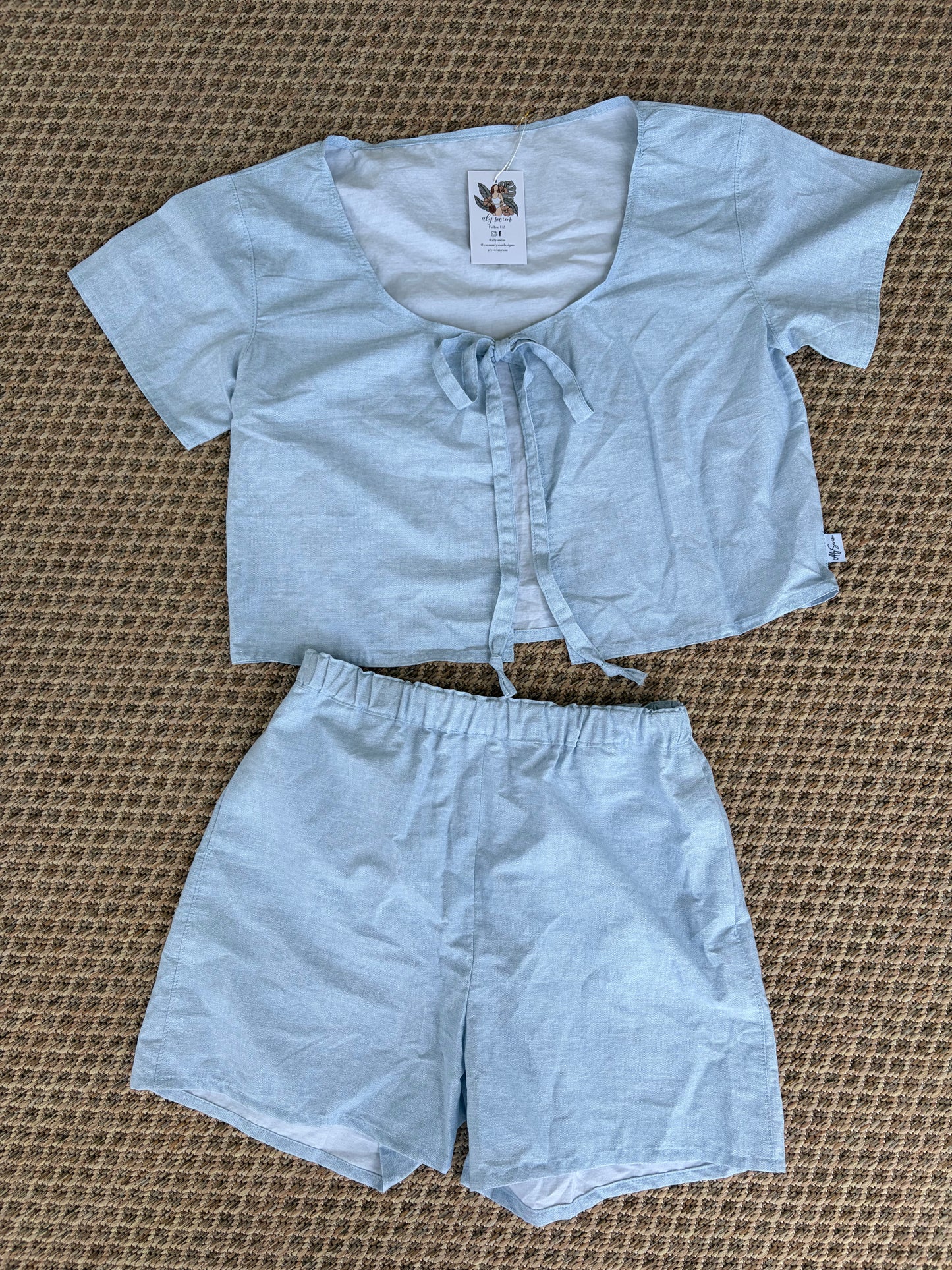 100% Cotton Chambray Front Tie Set (Size Small Only)