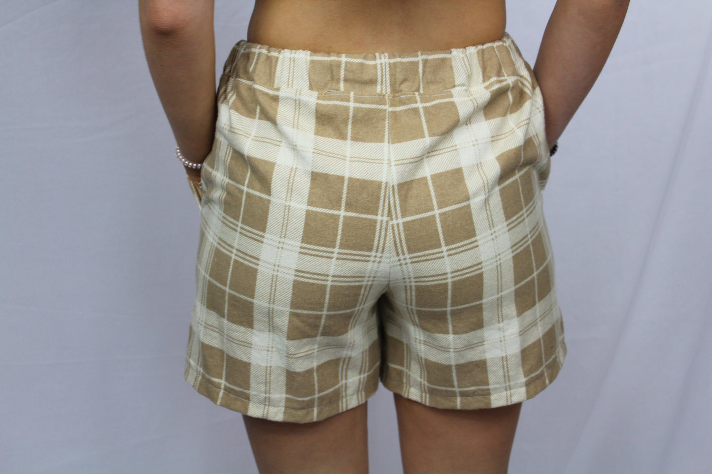 XS Neutral Plaid Flannel Lounge Short