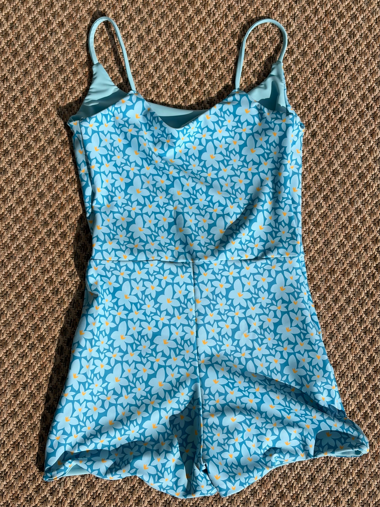 Nora Reversible Playsuit Large | Aussie Blue Flower + Blue Star