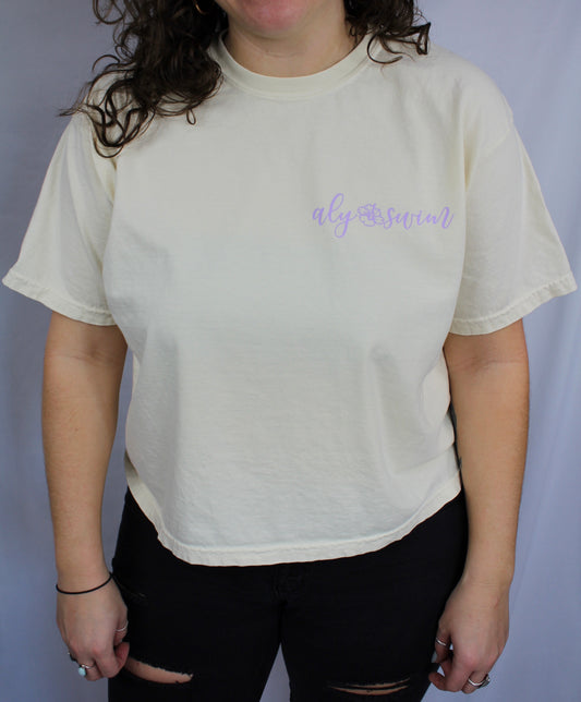 Tan + Purple Boxy Crop Tee