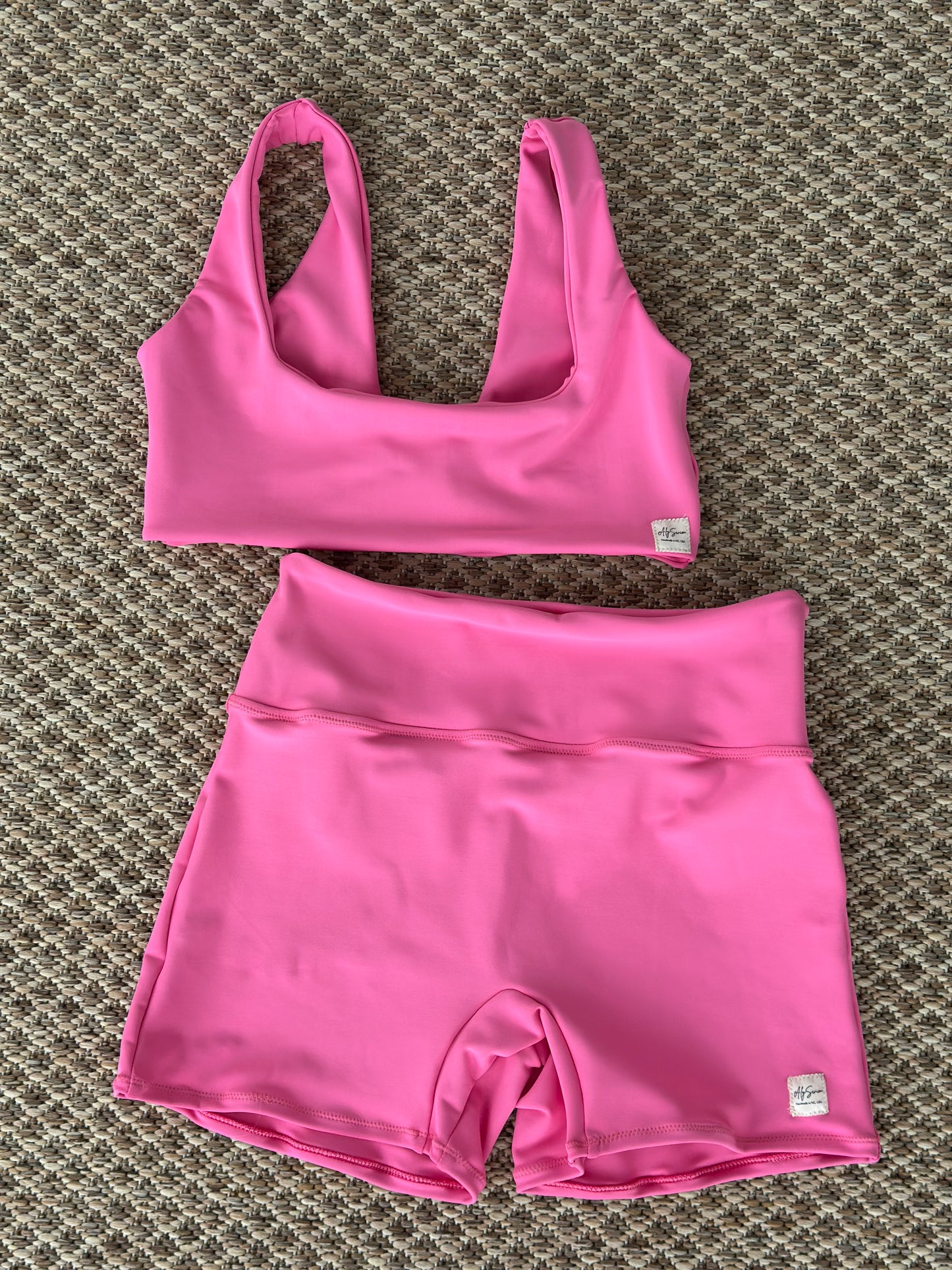AlySwim Bright Pink High-Waisted Biker Shorts | 4” Inseam, No Front Seam