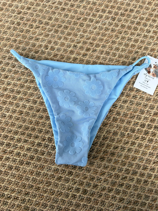 Sky Blue 3D Terry Floral Bella Bottoms (Size Large Only)