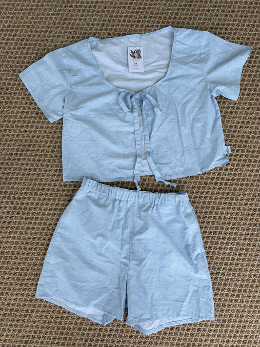 100% Cotton Chambray Front Tie Set (Size Small Only)