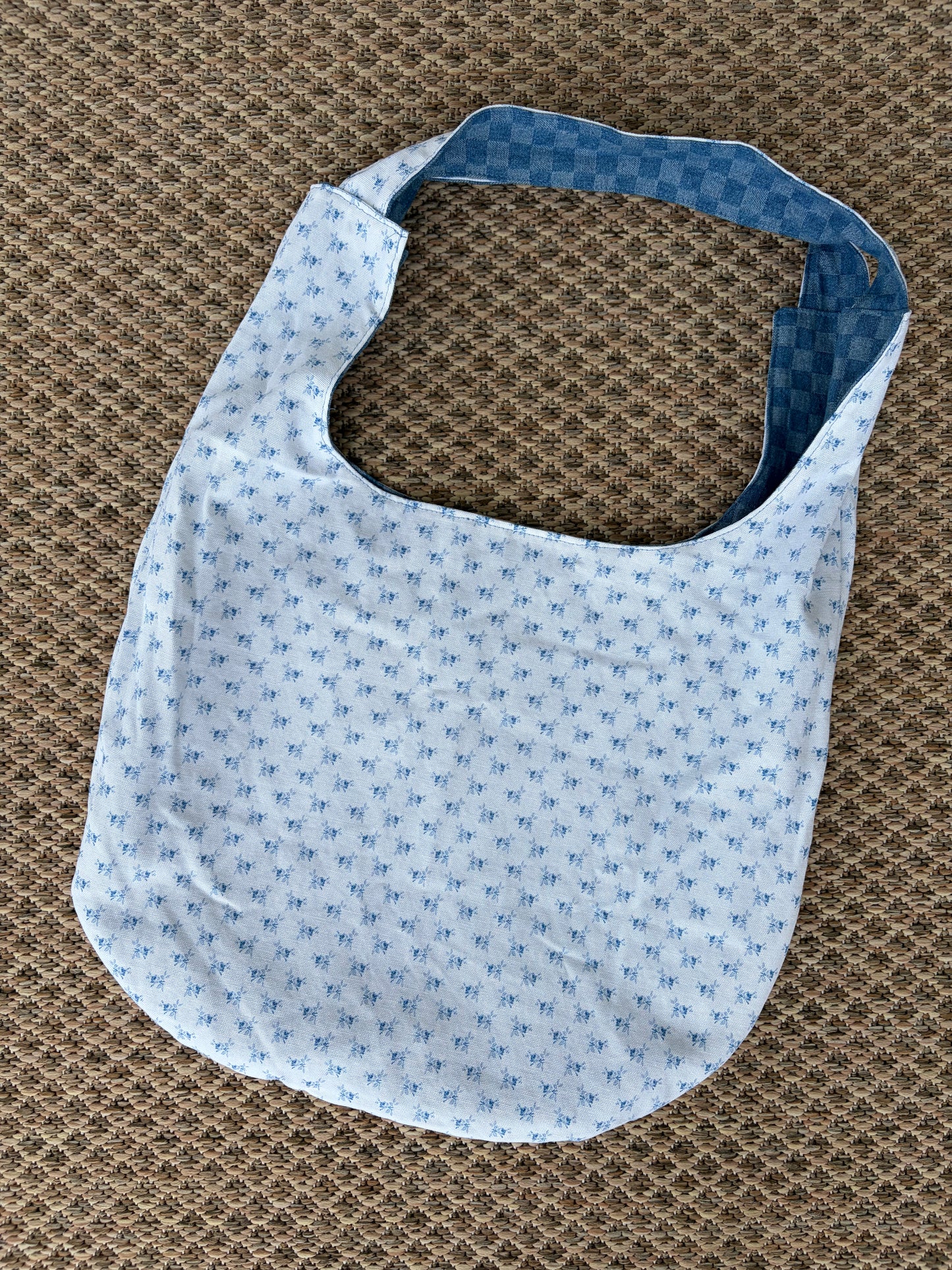 Reversible Large Denim Tote Bag with Pocket