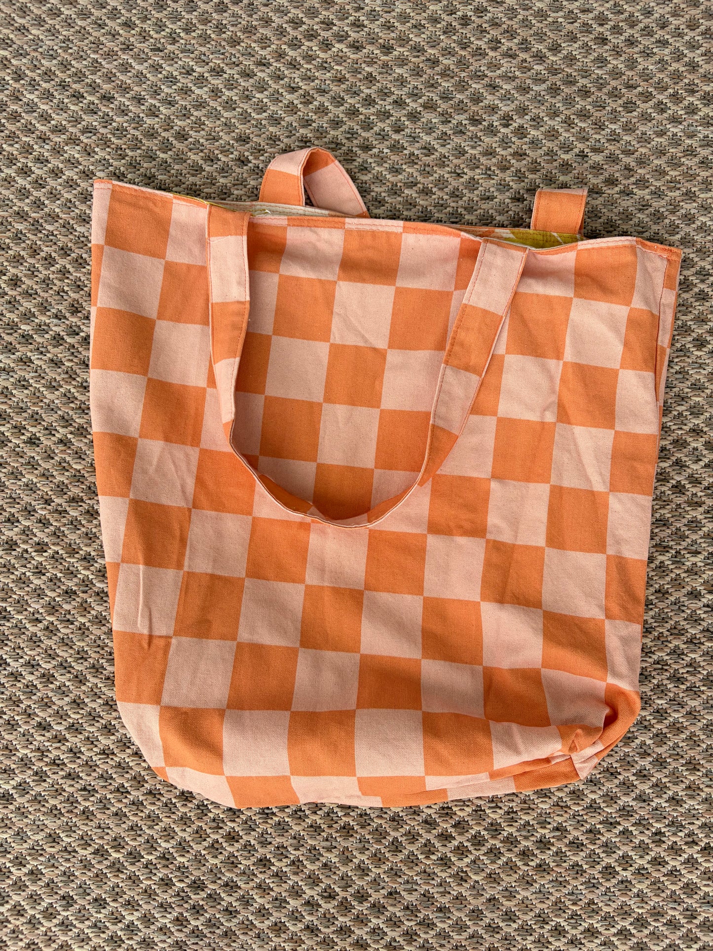 Reversible X-Large Cotton Canvas Tote Bag with Pocket