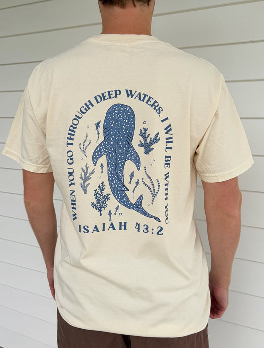 Deep Waters Comfort Colors® Ivory T-Shirt | Isaiah 43:2 Christian Graphic Tee