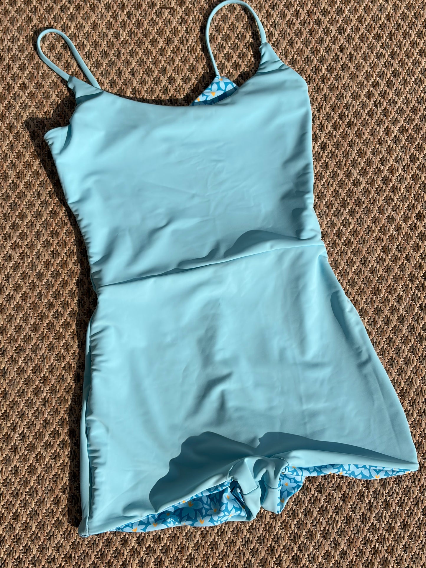 Nora Reversible Playsuit Large | Aussie Blue Flower + Blue Star