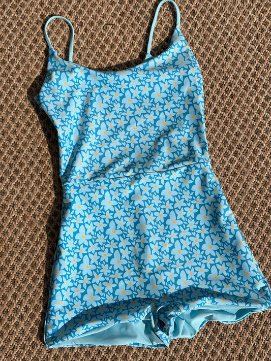 Nora Reversible Playsuit Large | Aussie Blue Flower + Blue Star