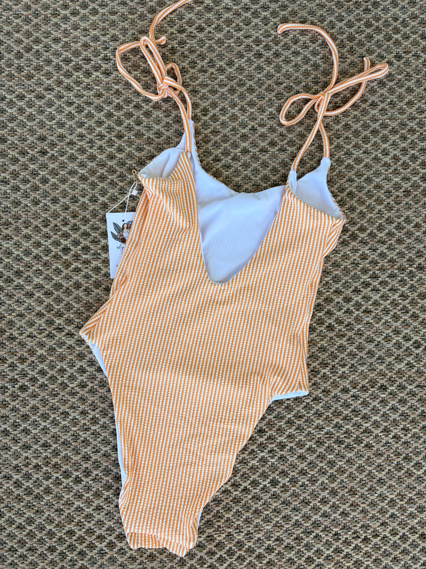 Peach Seersucker Sara Reversible One Piece