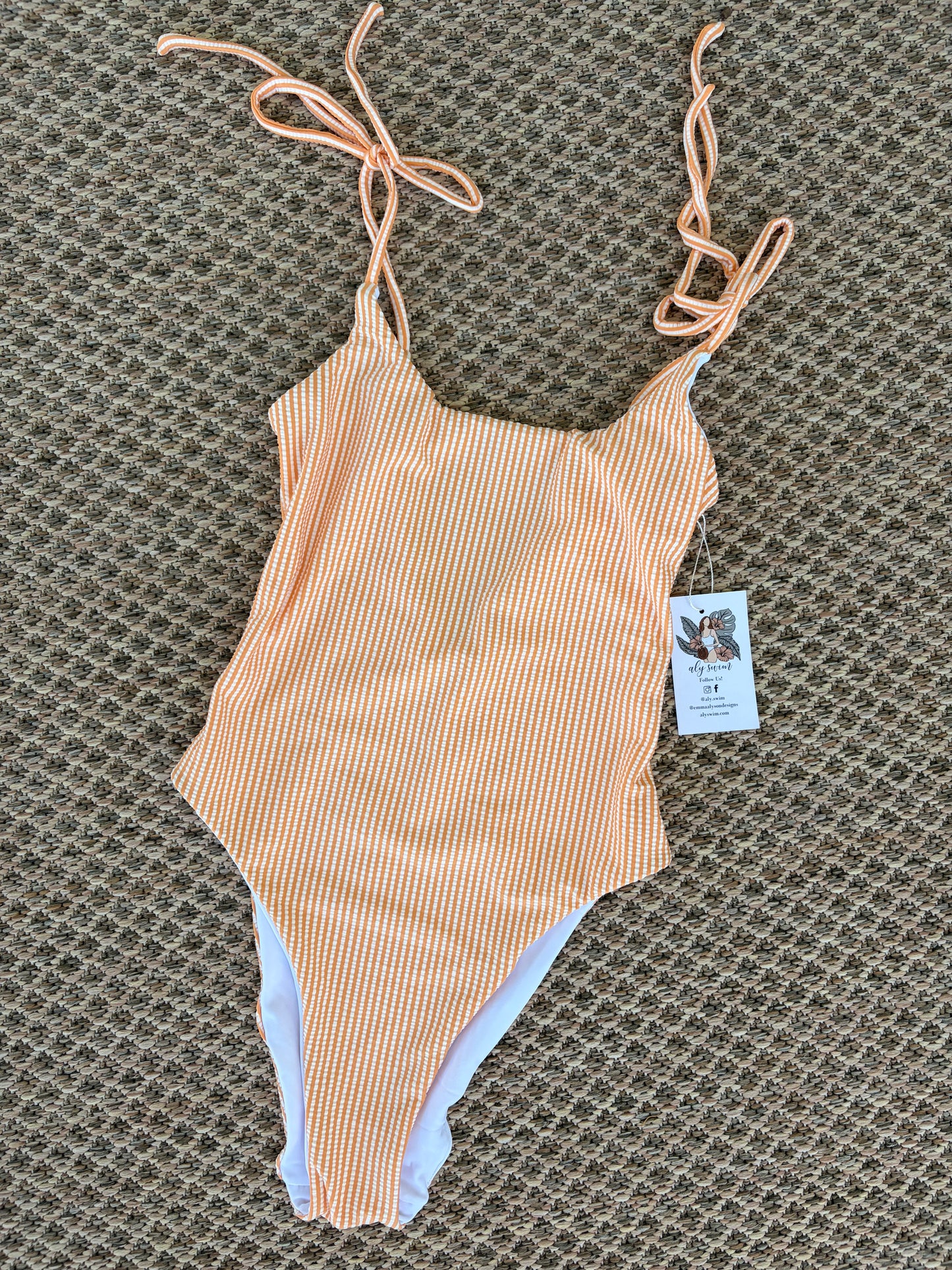 Peach Seersucker Sara Reversible One Piece