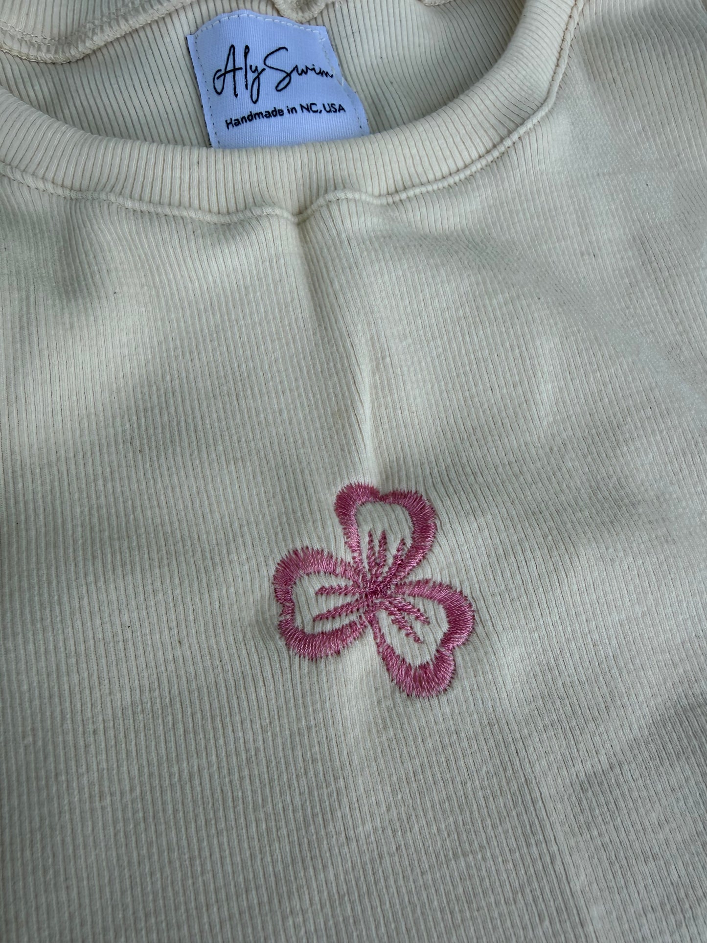 Embroidered Organic Cotton Ribbed Racerback Tank