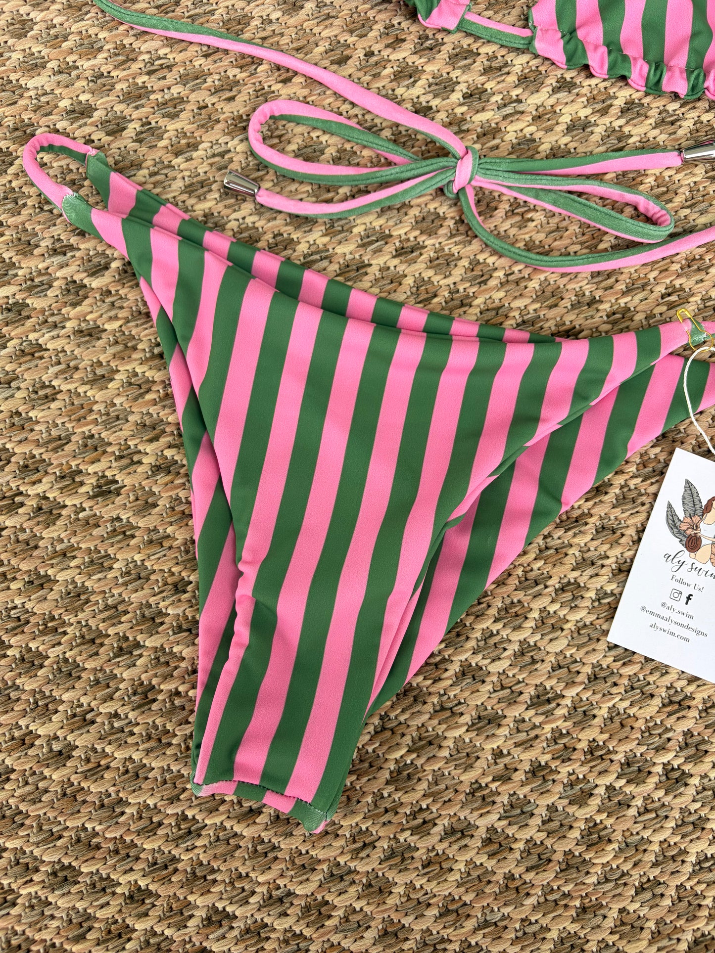 Bella Bottoms — Medium Green & Pink Stripe