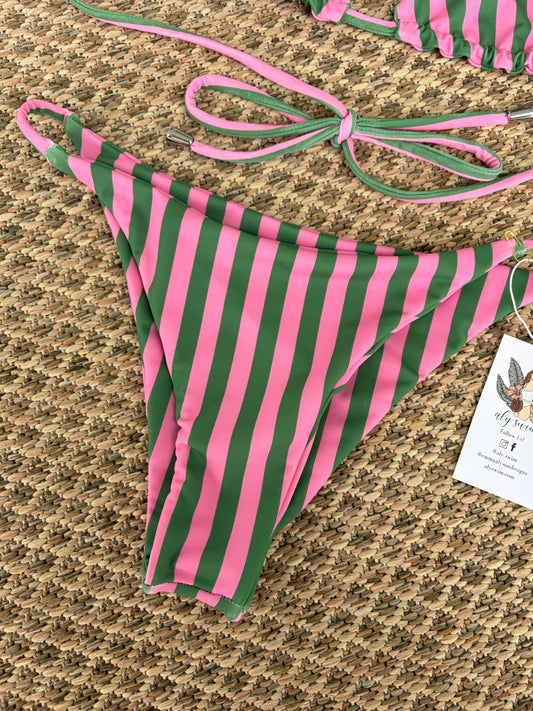 Bella Bottoms — Medium Green & Pink Stripe